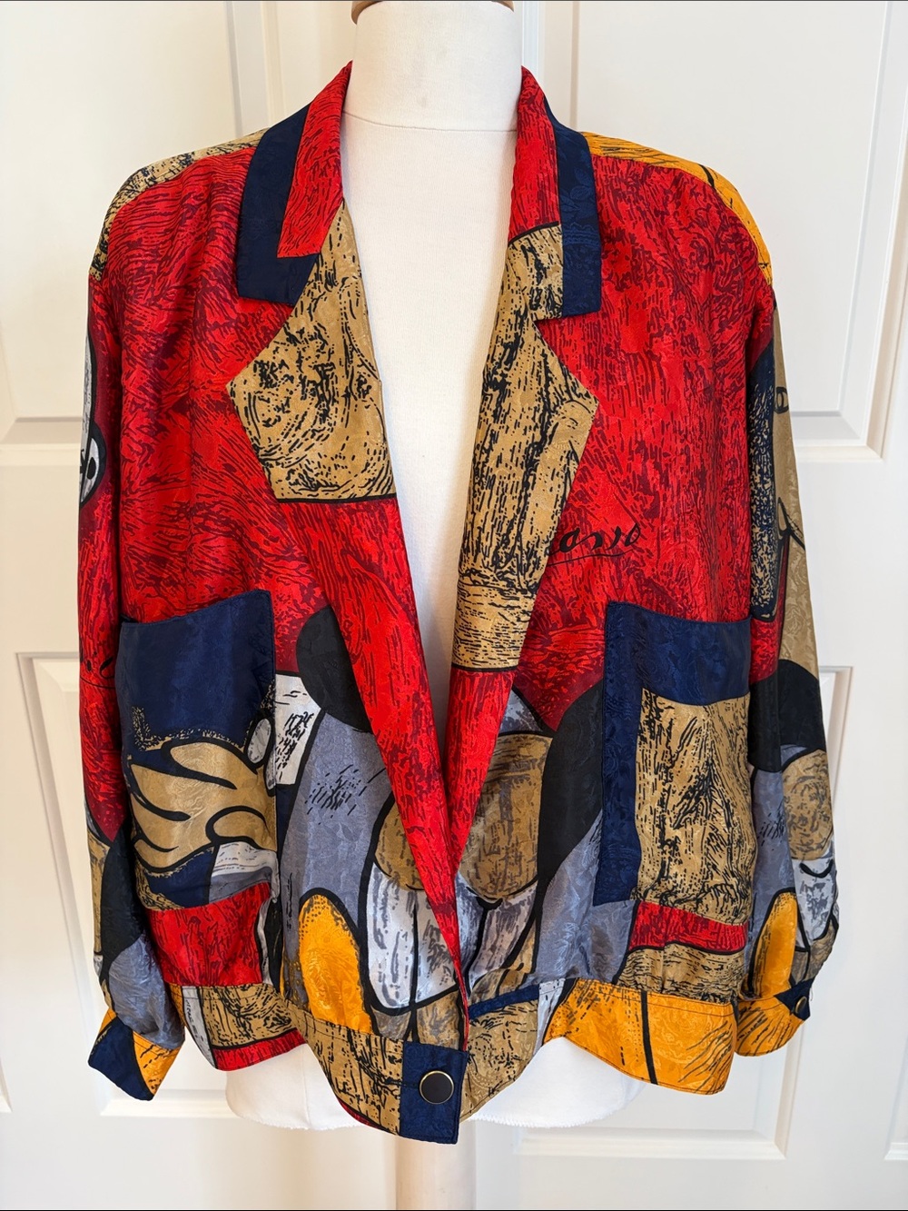 Vintage Picasso Bold Red Multi-Color Abstract Blazer - Picture 2 of 7